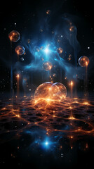 dark glowing 3D backdrop perspective with cosmic landscape background 9:16 smartphone wallpapers