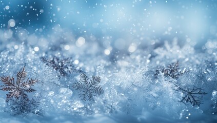 Fototapeta na wymiar Winter background with snowflakes and bokeh
