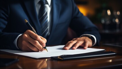 Businessman Signing Contract in Office