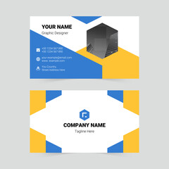 Blue and yellow modern business card