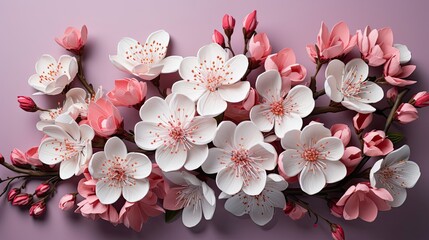 Beautiful branch flowers on white background. Floral flower illustration. Generative AI