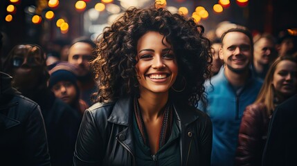 Fototapeta premium Multi ethnic people of different age looking at camera collage mosaic horizontal banner. Many lot of multiracial business people group smiling faces headshot portraits. Generative AI art