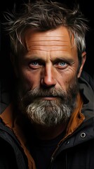 Obraz premium Portrait of middle aged man. Model portrait illustration. Generative AI