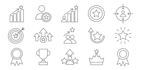 Fototapeta premium Set with award, growth, success, winner line icon set