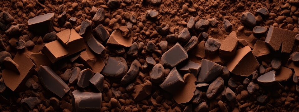 Cocoa beans and chocolate seamless texture background.