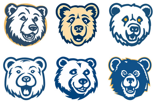 bear silhouette set logo vector animals illustration, Bear icon modern symbol, black icon, mascot, bear silhouette, logo style bear for graphic and web design