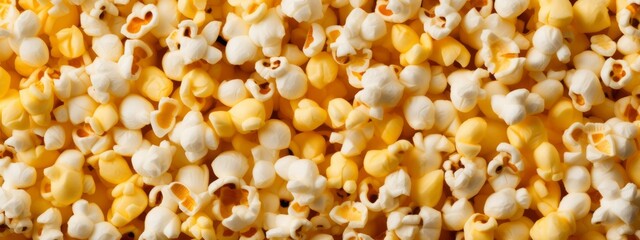 Scattered salted popcorn, texture background.