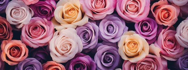 Gordijnen Colorful roses seamless texture background. © Artem