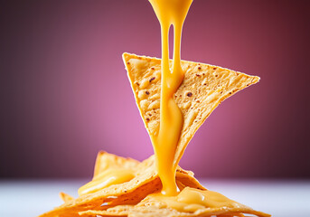 Close up Nacho cheese drips - Powered by Adobe