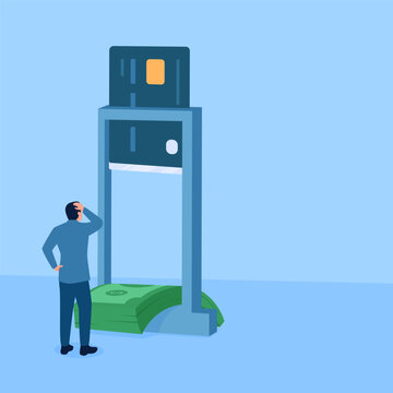 man watches credit card guillotine cut money clip art preview