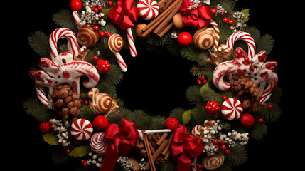 Candycanes and Christmas wreath