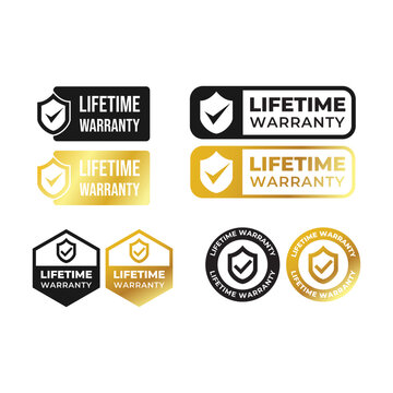 Golden banner lifetime warranty. Lifetime Warranty label, sticker, seal, badge, icon, logo, signflat vector illustration