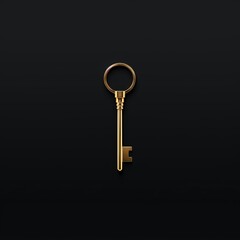 a gold key on a black background