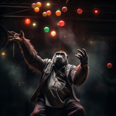 Fototapeta na wymiar a gorilla juggling balls