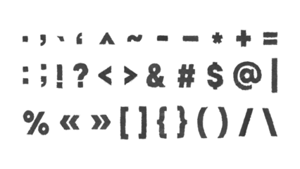 Torn Paper PNG, special characters with black folded texture and white paper edges on transparent background