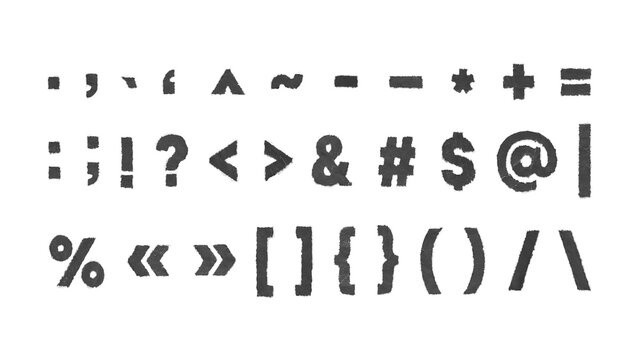 Torn Paper PNG, special characters with black folded texture and white paper edges on transparent background