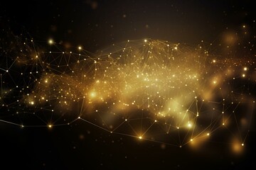 Light gold digital network background. Generative AI