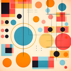 The 1950s themed colorful retro abstract background with circles