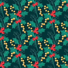 Pattern Christmas winter flora green