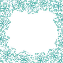 Frozen snowflake winter square pattern for card or invite. Vector abstract monochrome background in simple hand drawn style