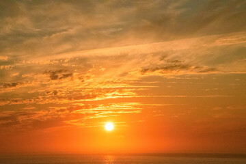 Gorgeous panorama scenic strong sunrise cloud on orange sky