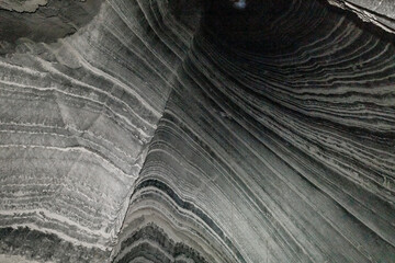 The colorful  splendor of colorful stripes on the walls of the Kolonel salt cave in Mount Sodom in southern Israel