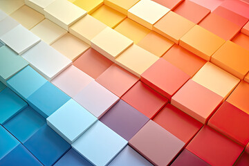 Multicolored uneven blocks and squares.