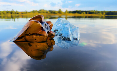Plastic pollution is filling ocean and devastating wildlife. Aquatic trash disaster. Plastic Crisis...