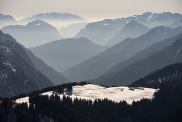 Fotobehang Winter view on dolomites alps in Italy.  Pinzolo in winter sunny day. Val Rendena dolomites  Italian alps, Trentino in Italy © Chawran