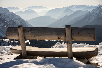 Winter view on dolomites alps in Italy.  Pinzolo in winter sunny day. Val Rendena dolomites ...