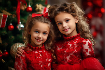 Fototapeta na wymiar children with christmas presents