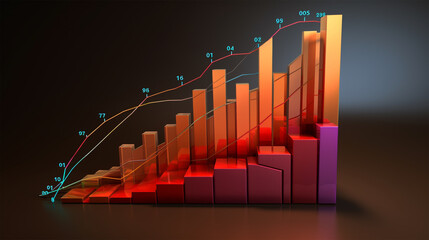 growth percentage graph 3d, business growth chart presentation