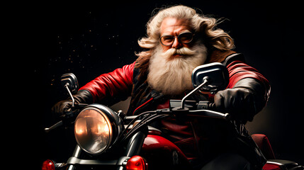 Santa comes on a motorcycle to deliver Christmas gifts