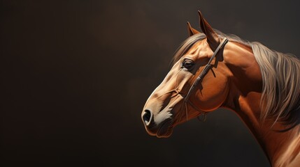  a painting of a horse with a bridle on it's head and a bridle on it's neck.  generative ai