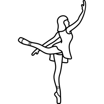 Ballerina and ballet performance. Vector outline illustration.