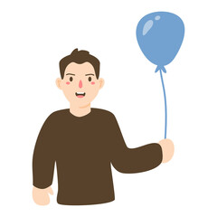 Young man with balloon illustration