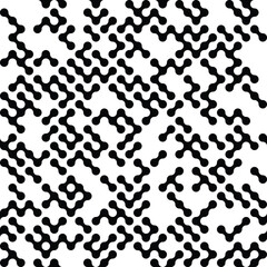 Seamless black and white metaball conection, abstract background, connected dots, vector design	