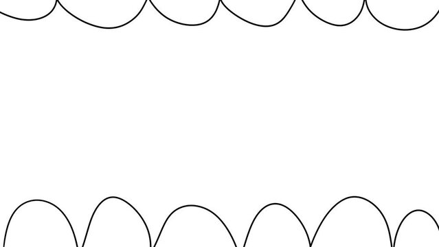 On the white screen, round, raised lines flicker on the top and bottom edges. They look like sticking out clouds.