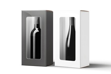 black and white wine box with mockup