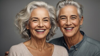 Two elderly people smiling at the camera