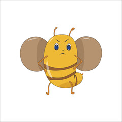 Obraz premium Cute bee isolated emotion angry on a white background 