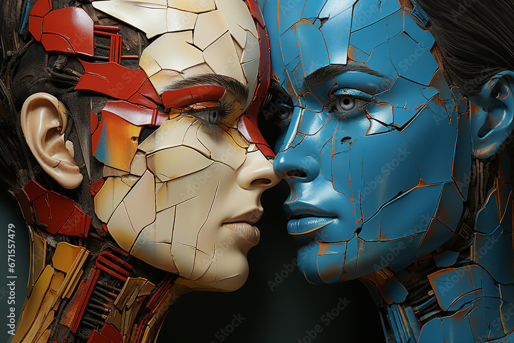 Aufkleber generative ai picture of beautiful robotic human android future 3d robot invention