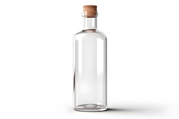 a clear glass bottle with a cork