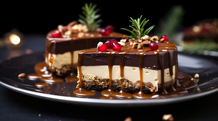 Fototapeta na wymiar Christmas cheesecake desserts