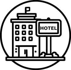 Hotel signboard line icon, outline vector sign, linear style sign, symbol, vector, art