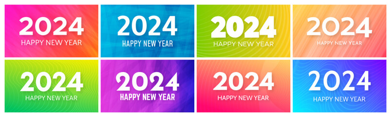 Naklejka na ściany i meble 2024 Happy New Year on colorful backgrounds
