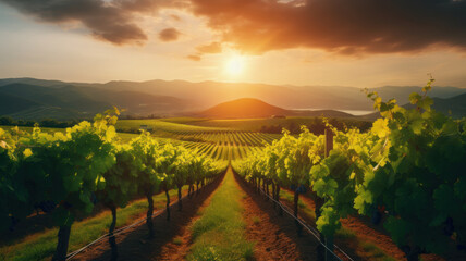 Fototapeta premium vineyard with wine grapes