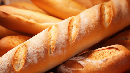 bread baguettes on bakery
