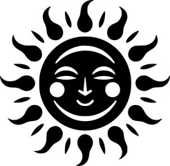 Sun | Black and White Vector illustration