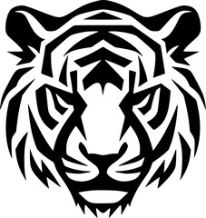 Tiger - Black and White Isolated Icon - Vector illustration
